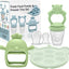 3 Pack Baby Fruit Food Feeder & Freezer Tray Set and Silicone Teething Toy for Babies, BPA Free Infant Teething Relief Toy for 3+ Months, Additional Silicone Sacs