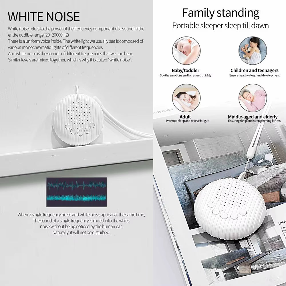 Portable Baby Sleep Machine Desktop White Noise Sound Machine for Baby Sleeping 18 Soothing Sounds 15/30/60Min Timer